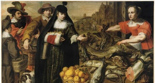 A lady at the fishmarket in Antwerp