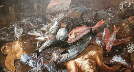 Nature morte aux poissons et autres animaux marins - détail